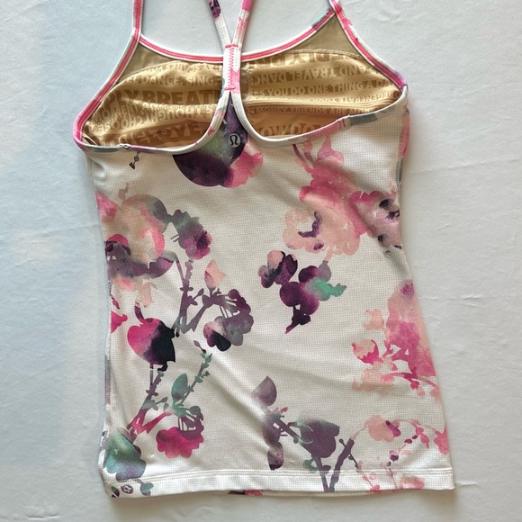 Lululemon Womens Tank Top Power Y Built In Shelf Bra Racerback Blurred Blossom 4 - Picture 11 of 16